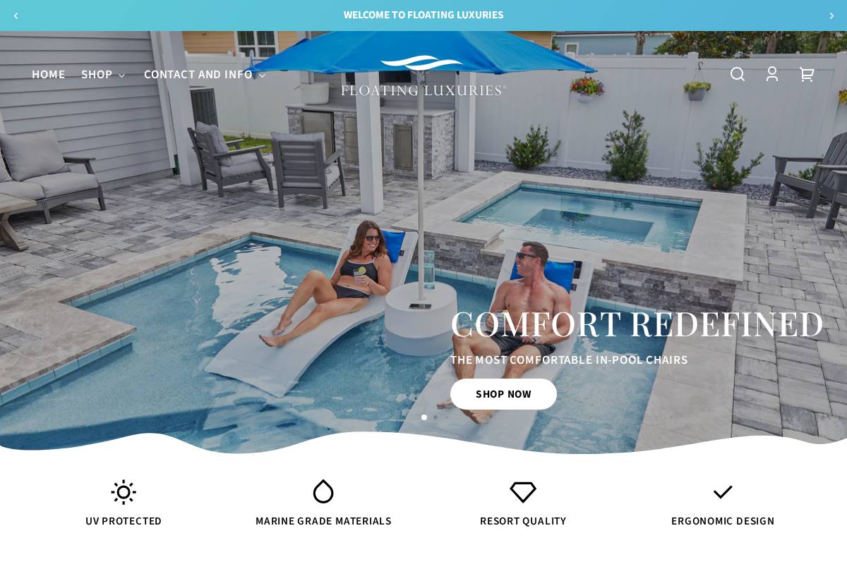 Floating Luxuries homepage screenshot