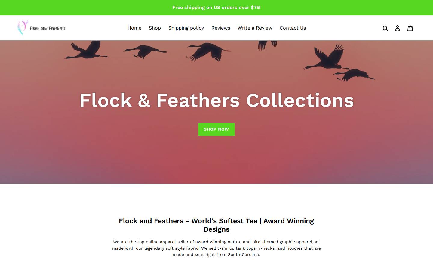 Flockandfeathers homepage screenshot