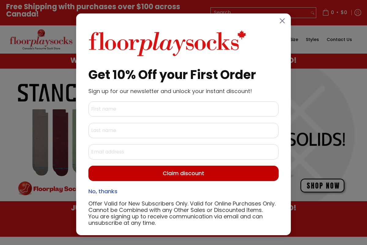 FloorPlay Socks homepage screenshot