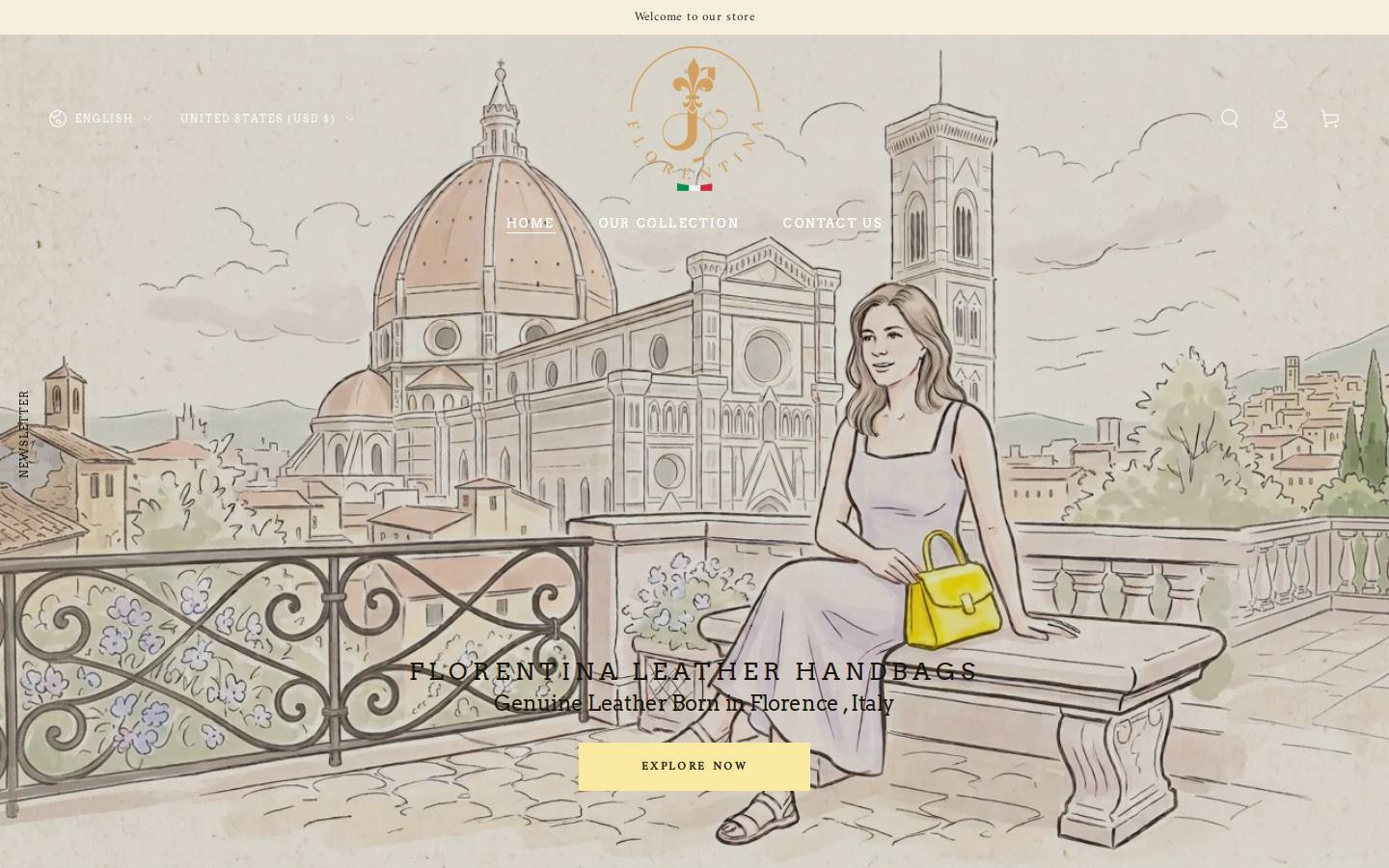 florence-leatherhandbags.com homepage screenshot