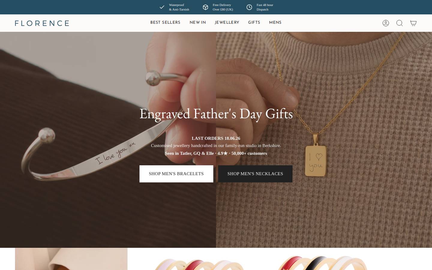 Florence London UK homepage screenshot