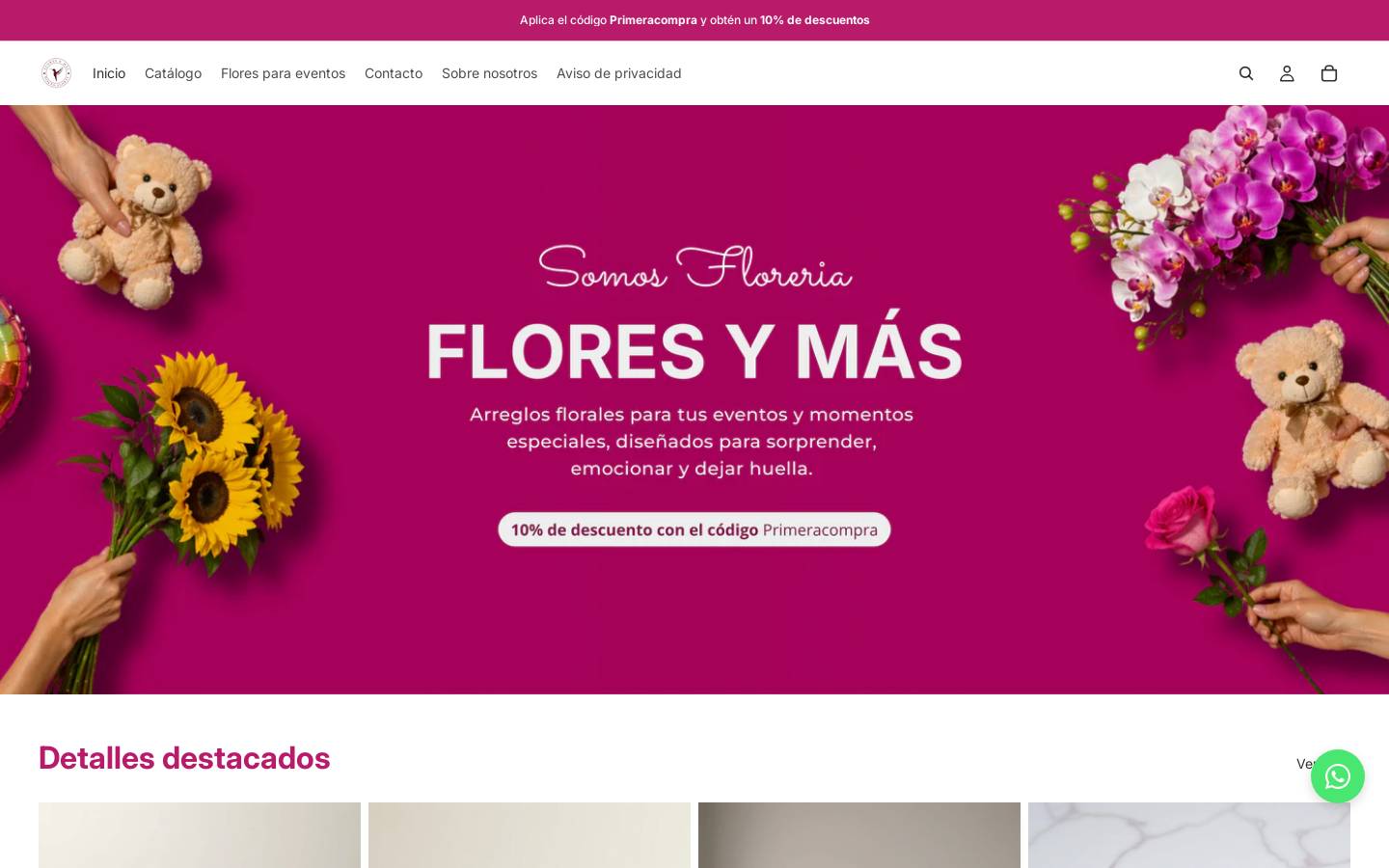 floreriafloresymas.com homepage screenshot