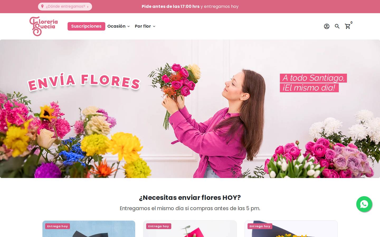 floreriasuecia.cl homepage screenshot