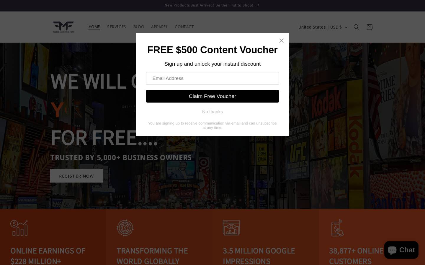 floresmarketingfirm.com homepage screenshot
