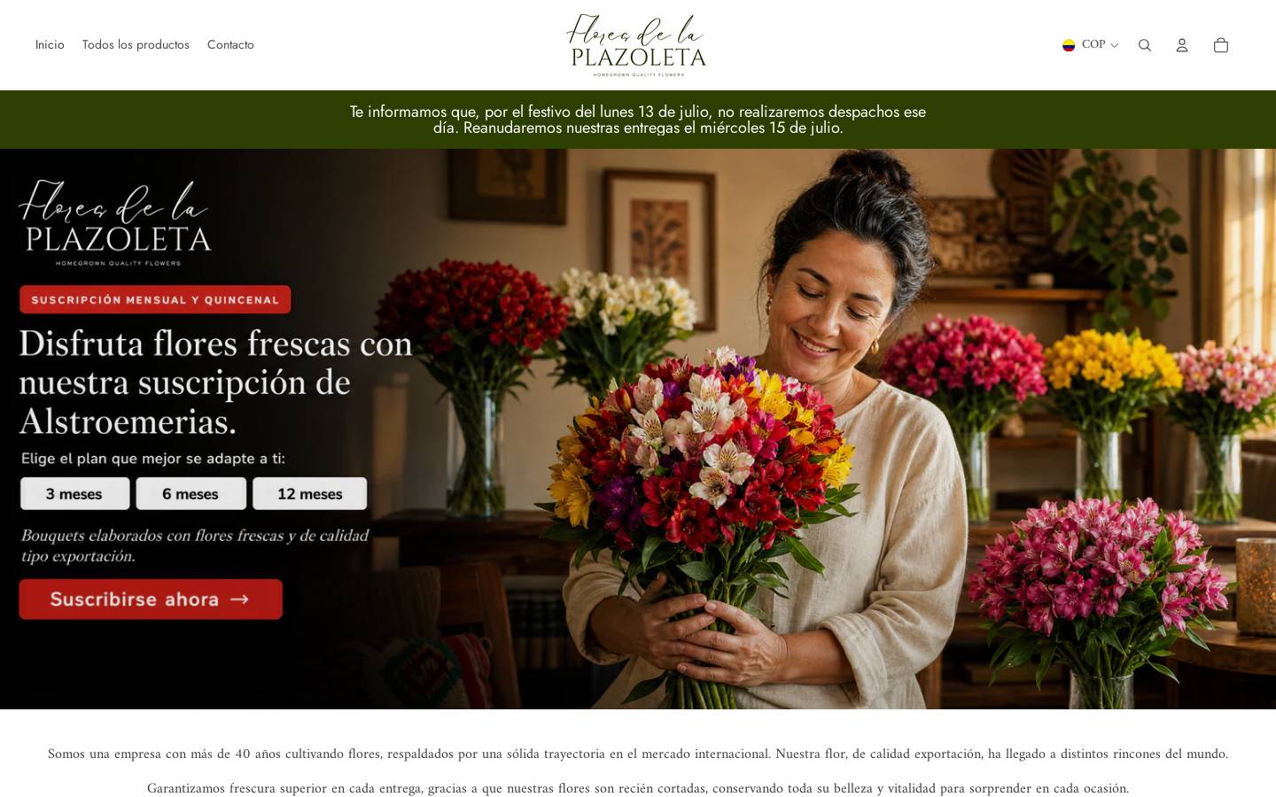 floresplazoleta.com homepage screenshot