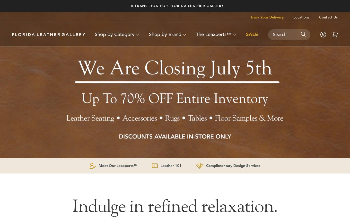floridaleathergallery.com homepage screenshot