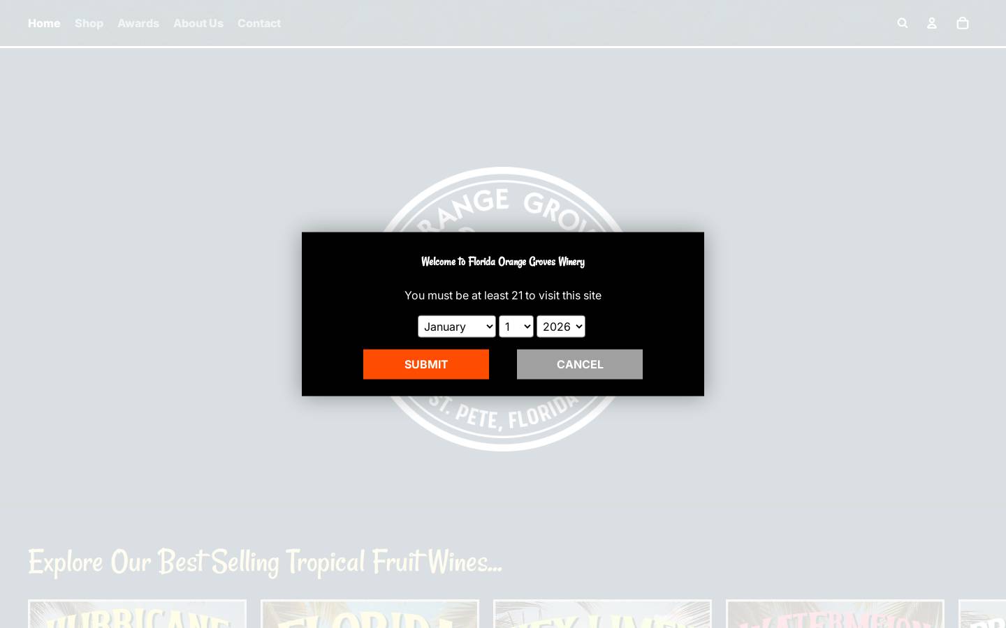 floridawine.com homepage screenshot