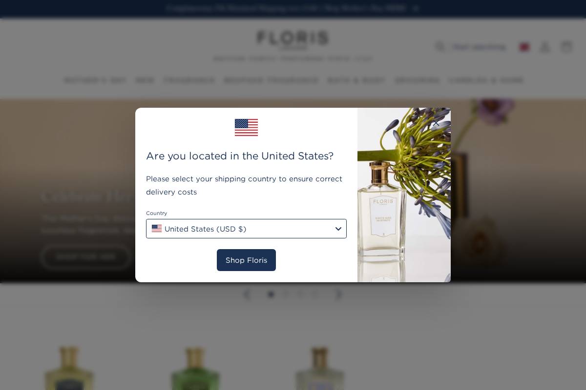Floris London homepage screenshot