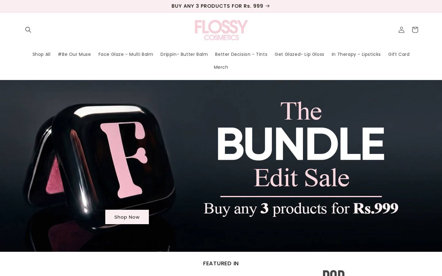 flossycosmetics.com homepage screenshot
