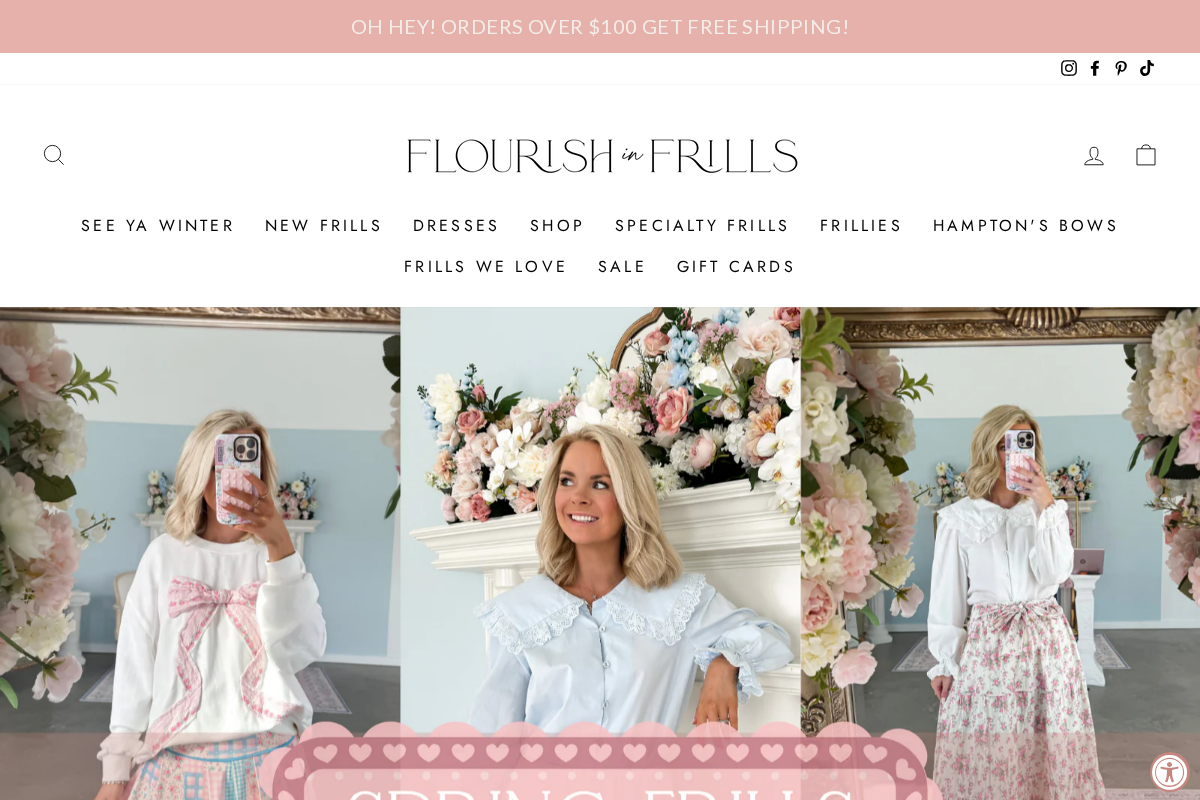 flourishinfrills.com homepage screenshot