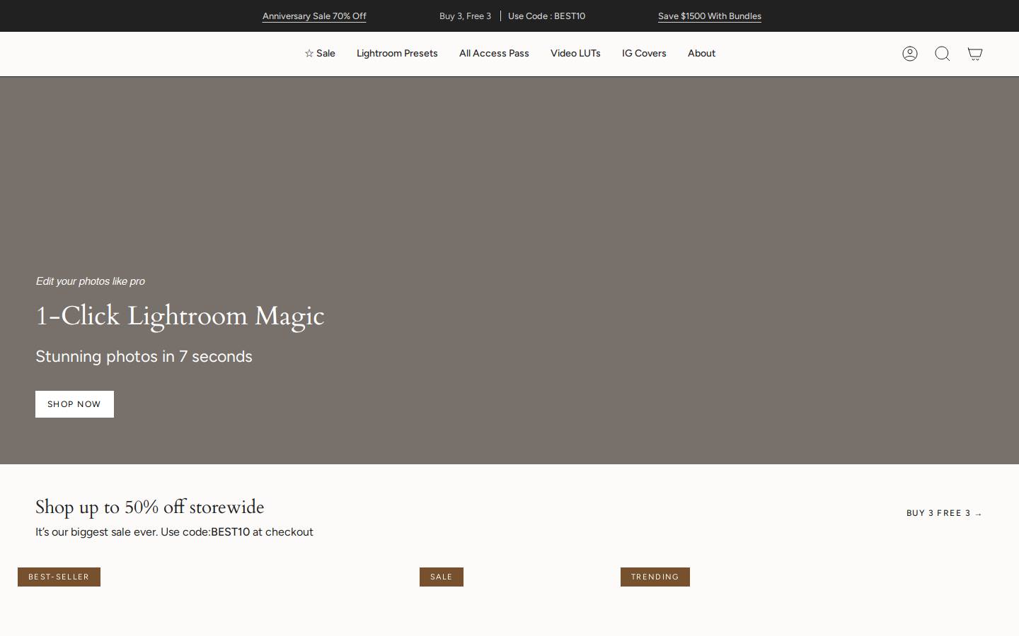 Flourish Presets homepage screenshot