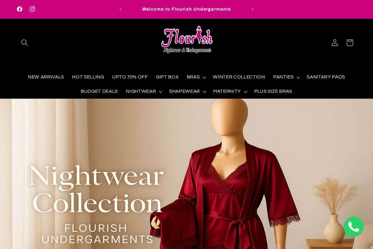 Flourish - Nightwear & Undergarments homepage screenshot