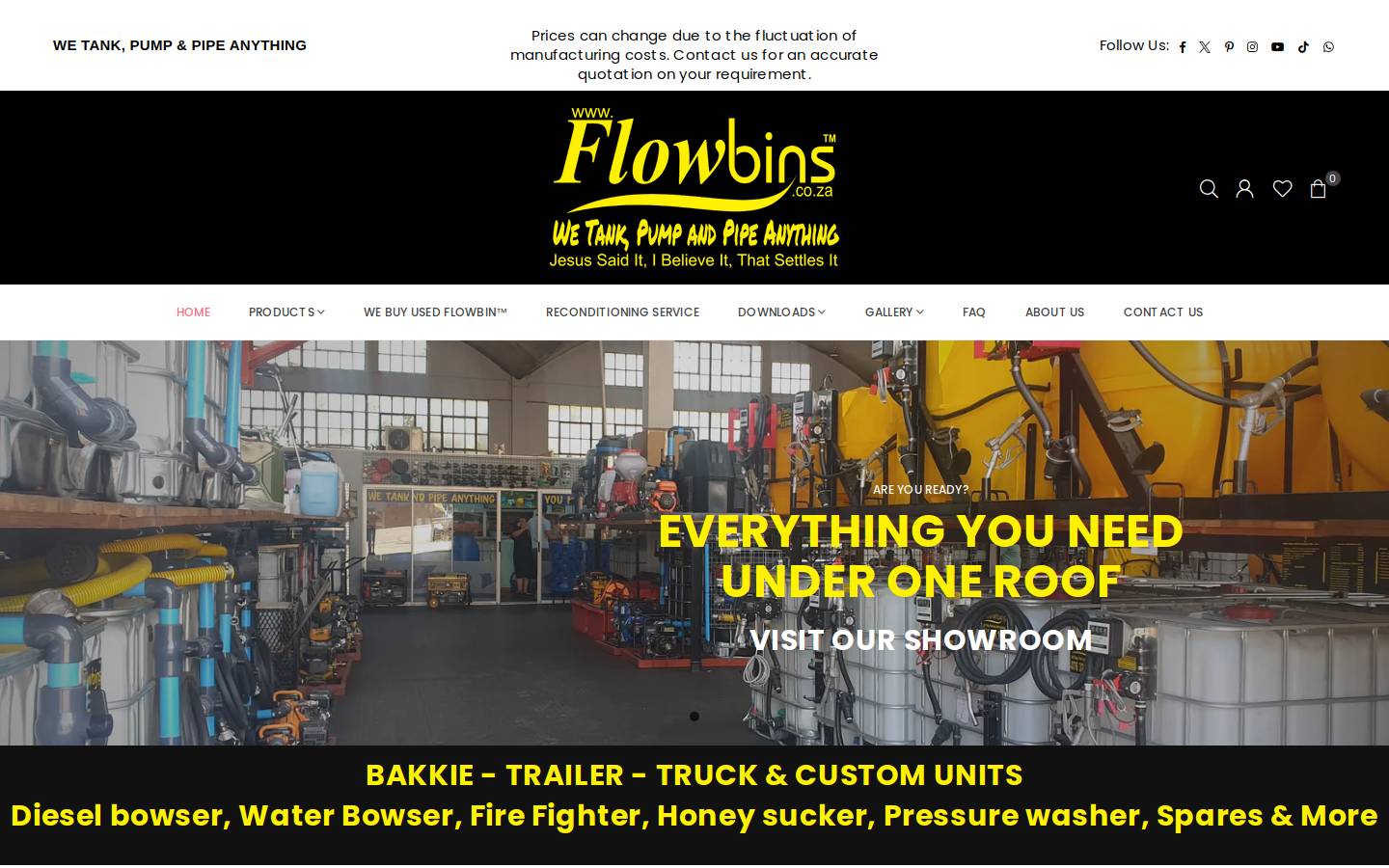 flowbins.co.za homepage screenshot