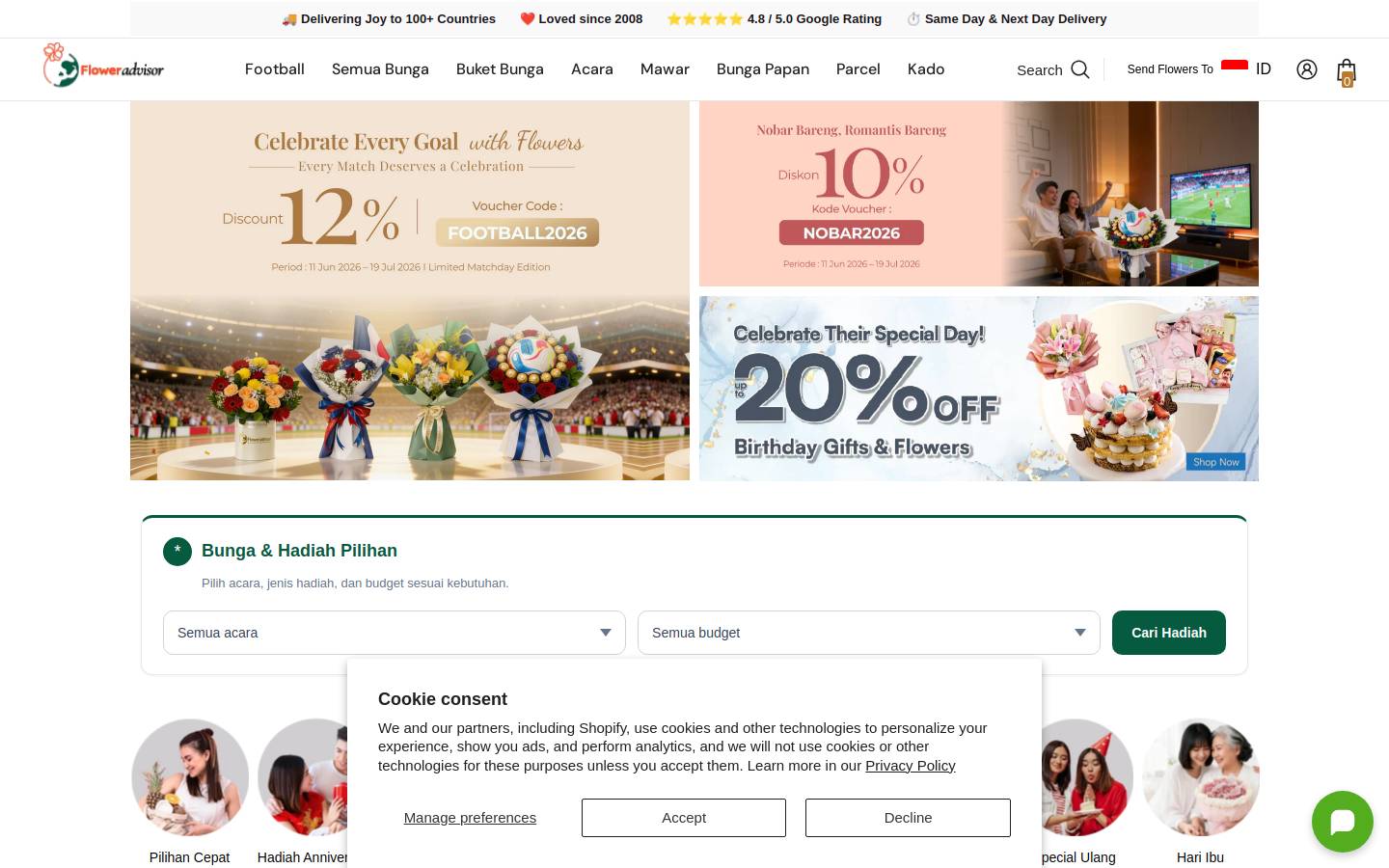floweradvisor.co.id homepage screenshot