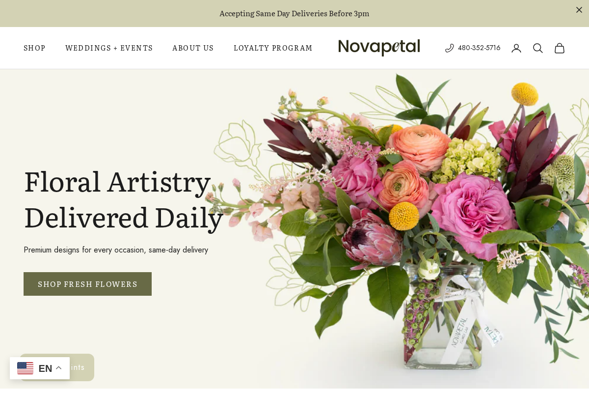 Novapetal Flower Lab homepage screenshot