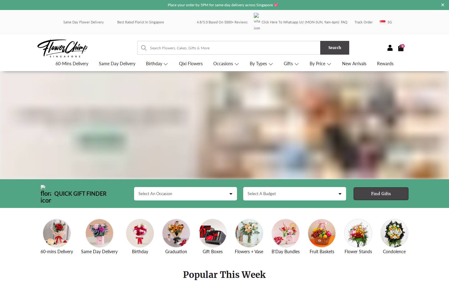 Flower Chimp Singapore homepage screenshot
