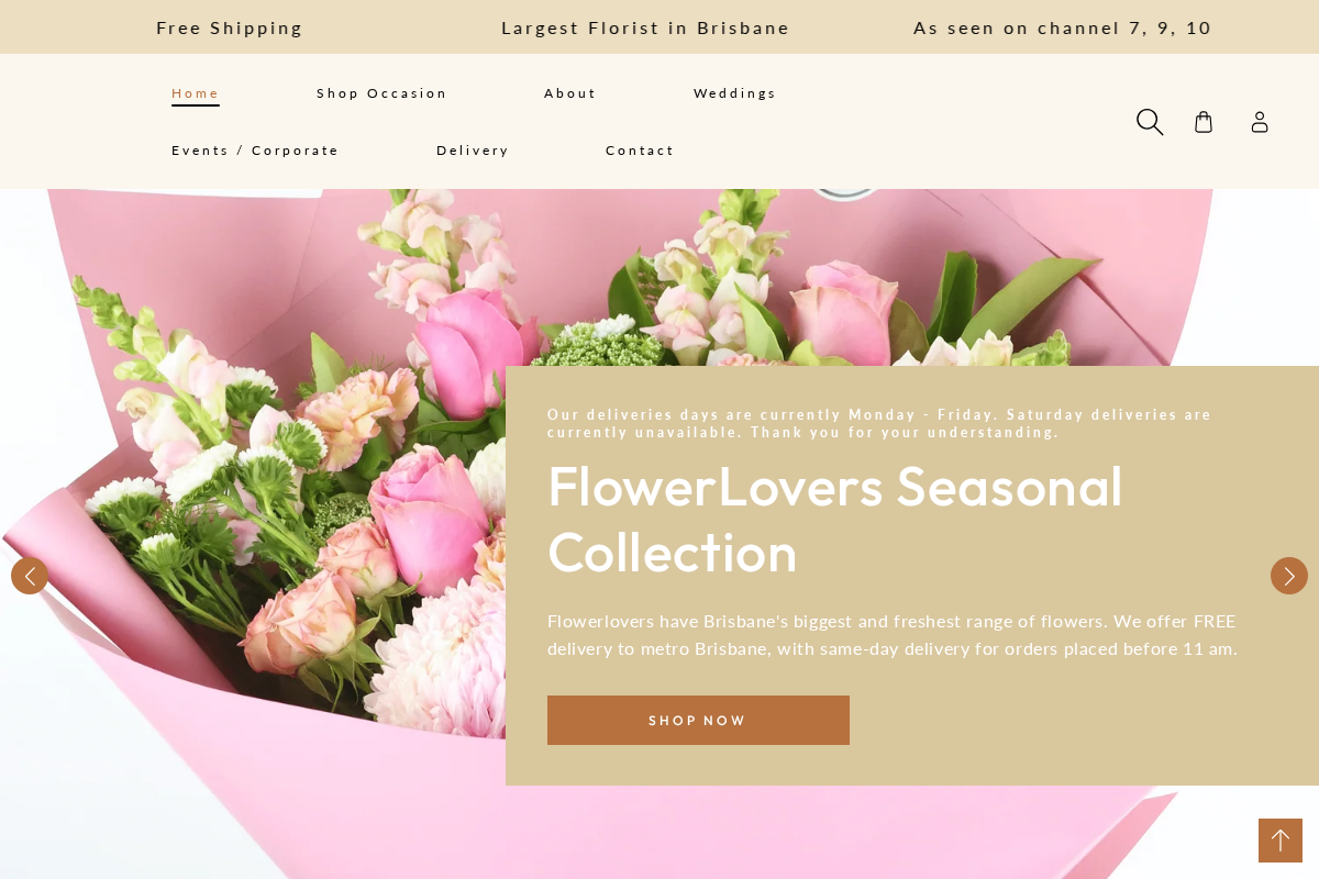 flowerlovers.com.au homepage screenshot