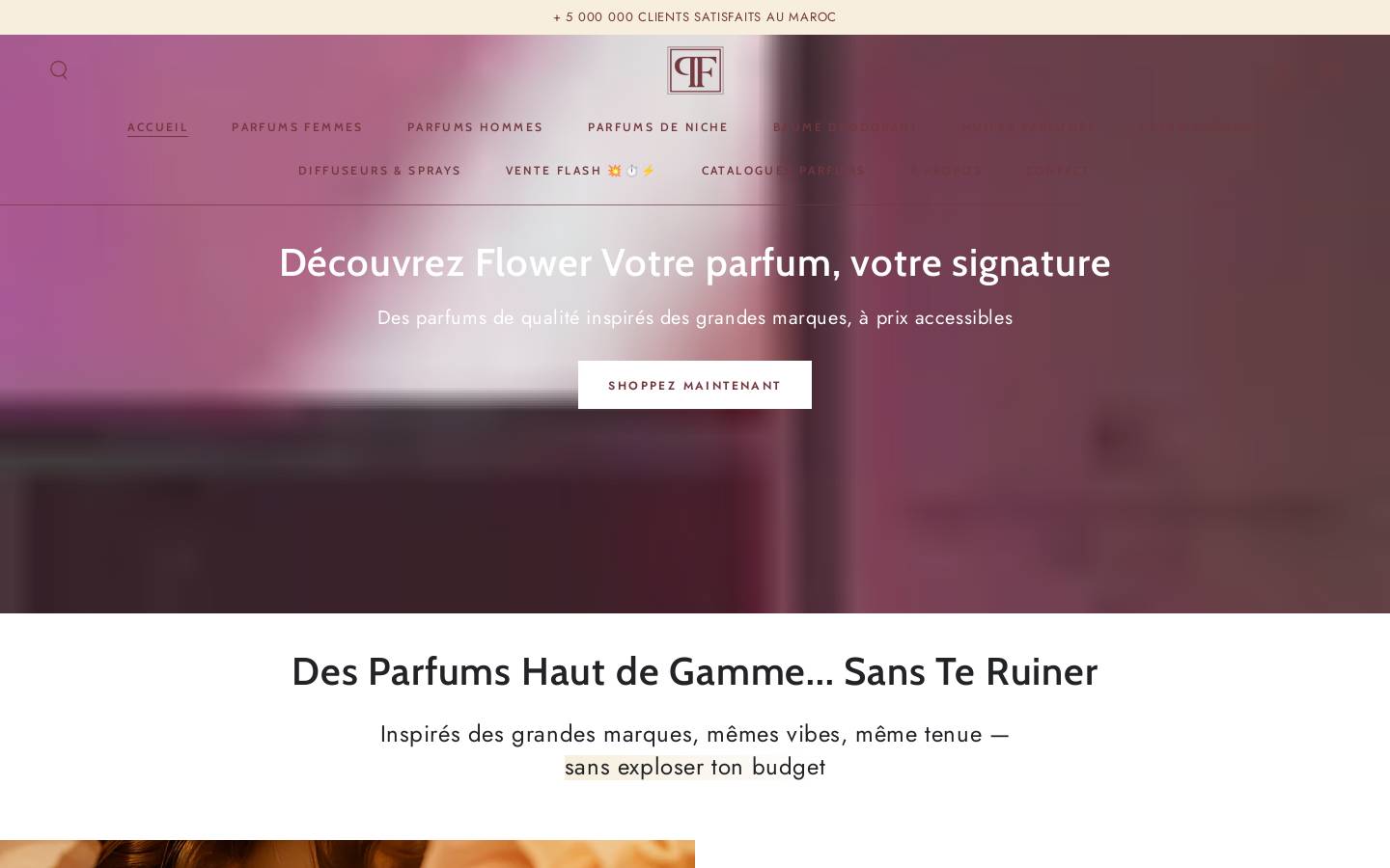 flowerparfums.ma homepage screenshot