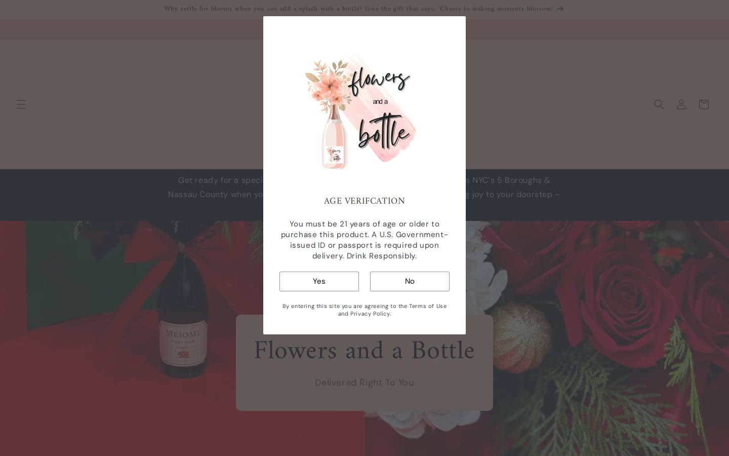 flowersandabottle.com homepage screenshot