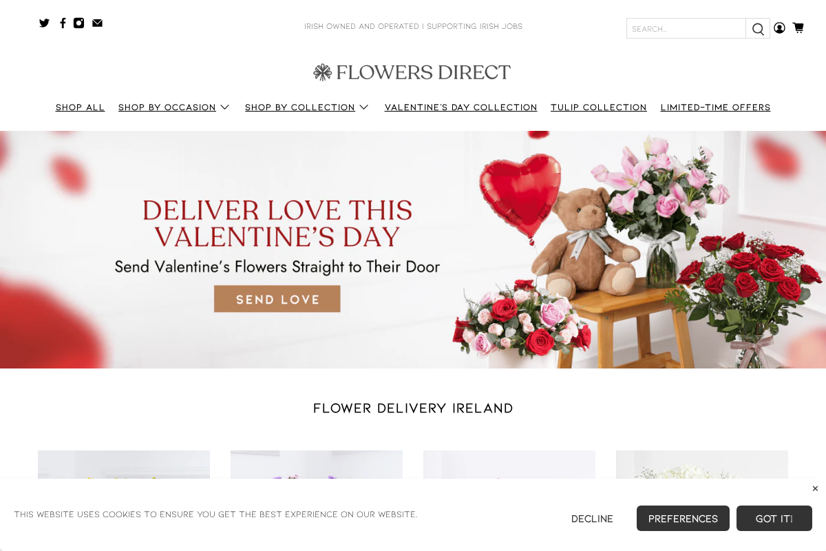 FlowersDirect.ie homepage screenshot