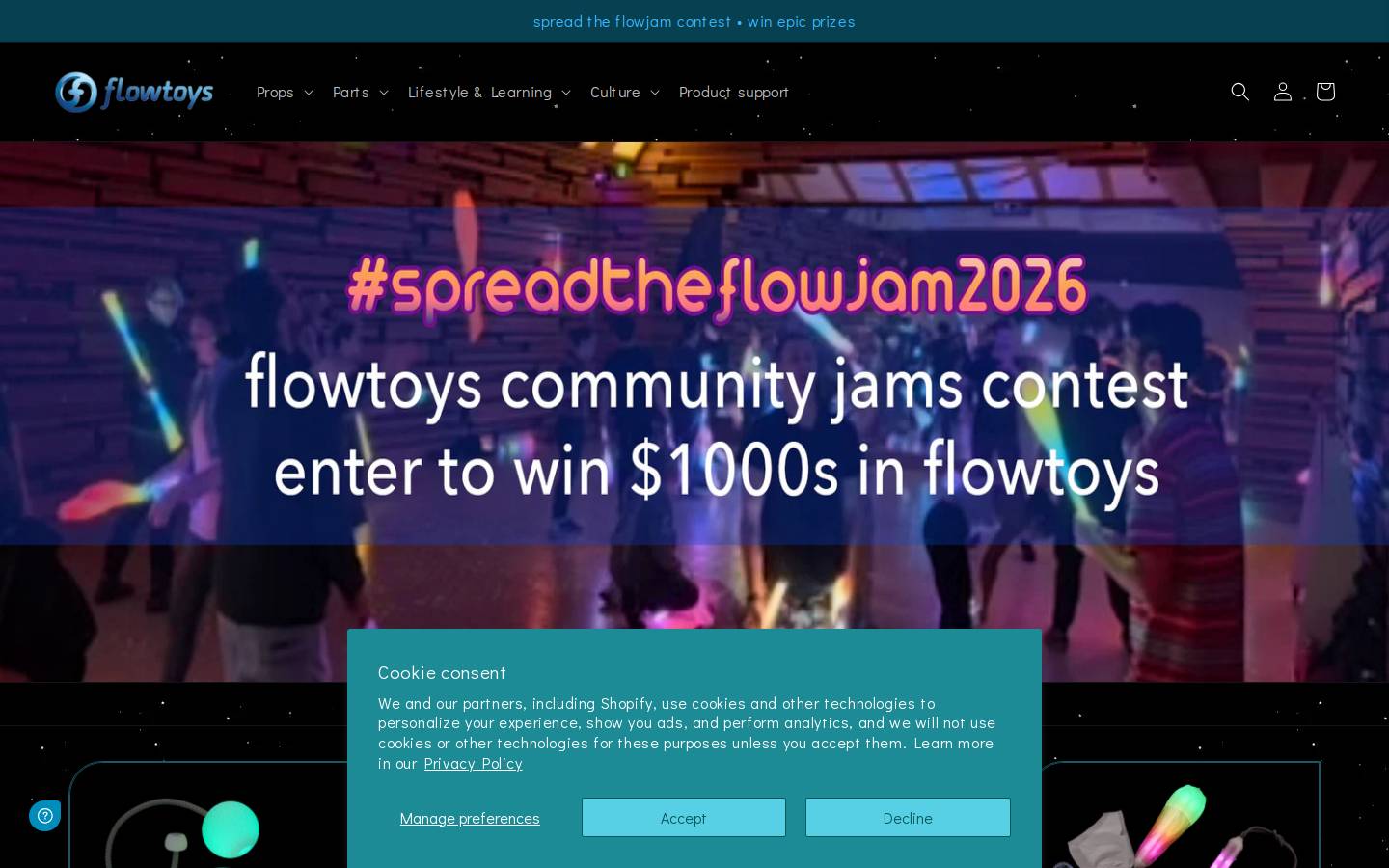 flowtoys.com homepage screenshot