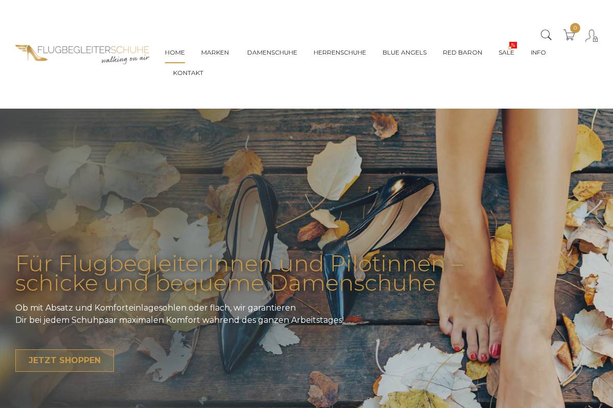 flugbegleiterschuhe.de homepage screenshot