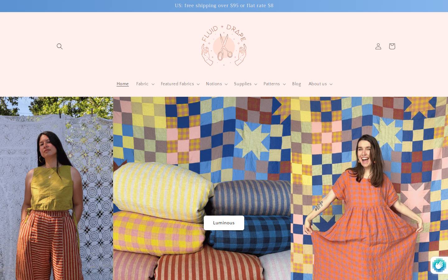 fluidanddrape.com homepage screenshot