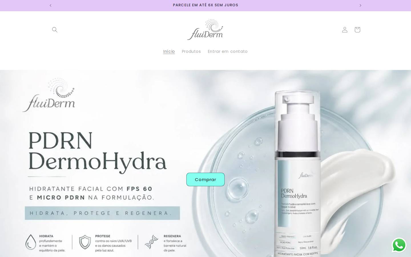 fluiderm.com.br homepage screenshot