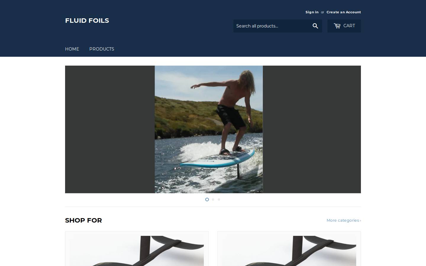 fluidfoils.com homepage screenshot