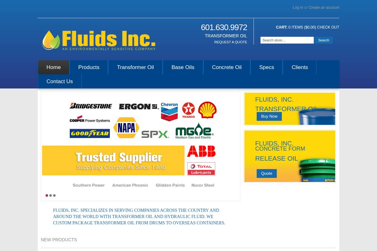 fluidsinc.net homepage screenshot