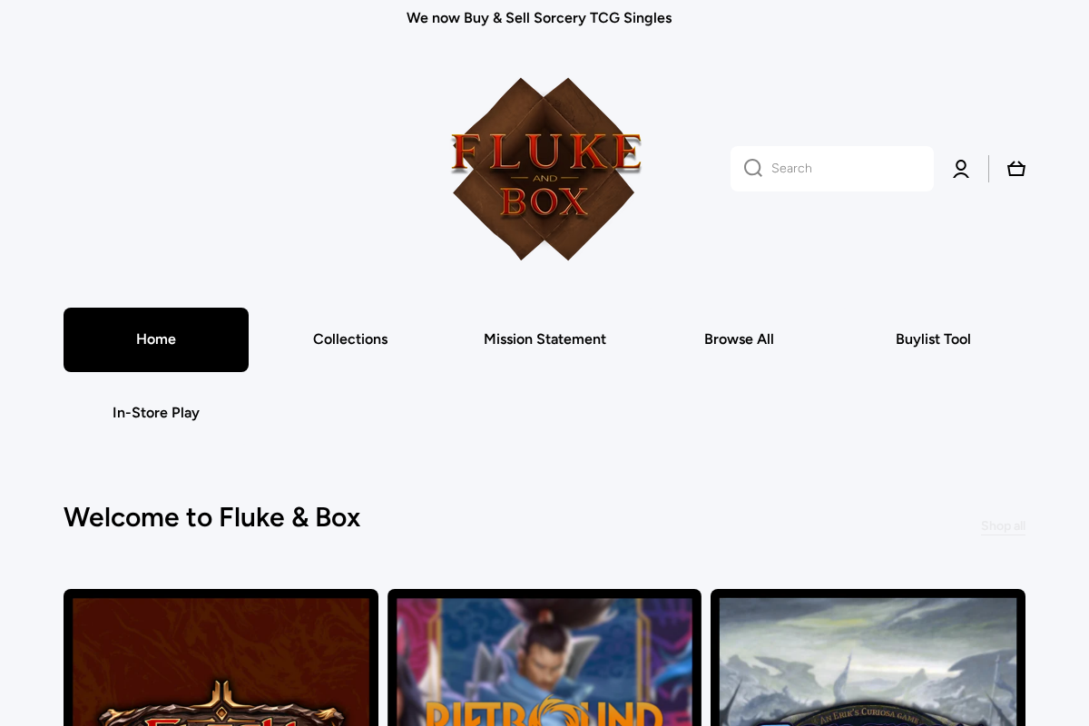 Fluke & Box homepage screenshot