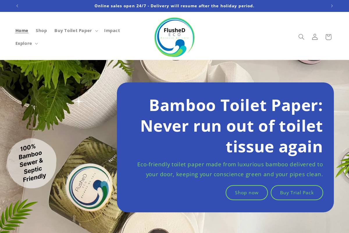 flushedeco.com.au homepage screenshot