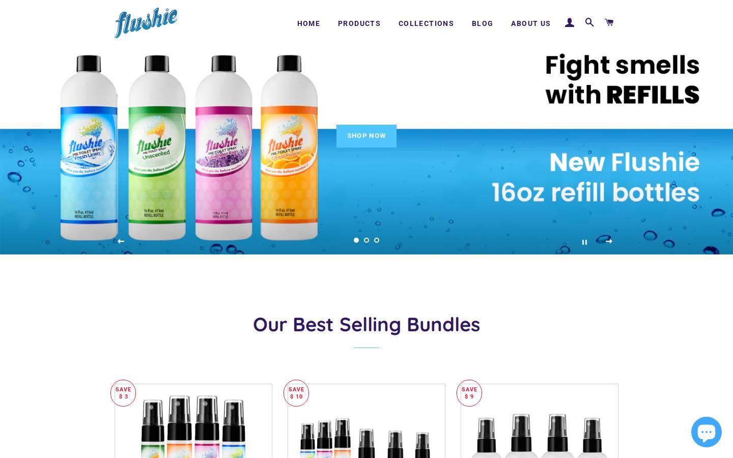 flushie.com homepage screenshot