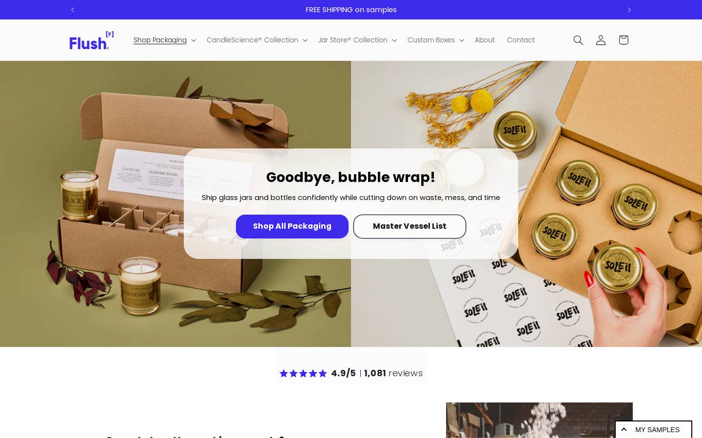 flushpackaging.com homepage screenshot