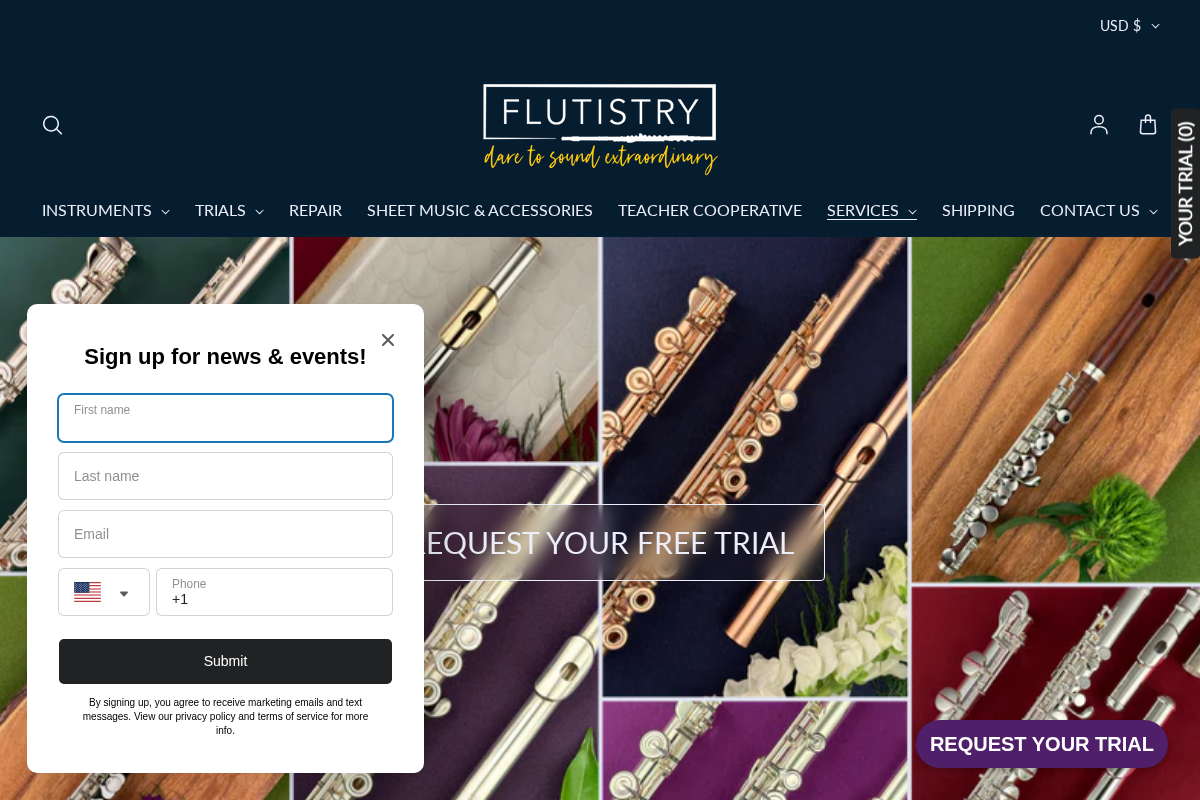 flutistry.com homepage screenshot