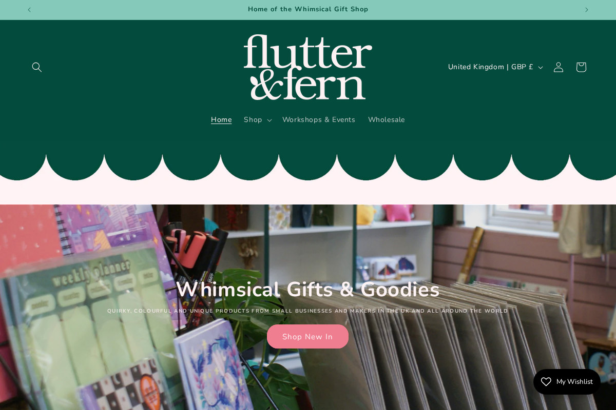 Flutter & Fern homepage screenshot