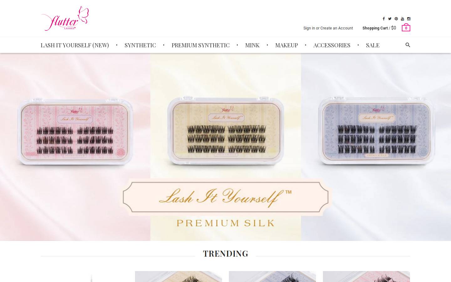 flutterlashes.com homepage screenshot