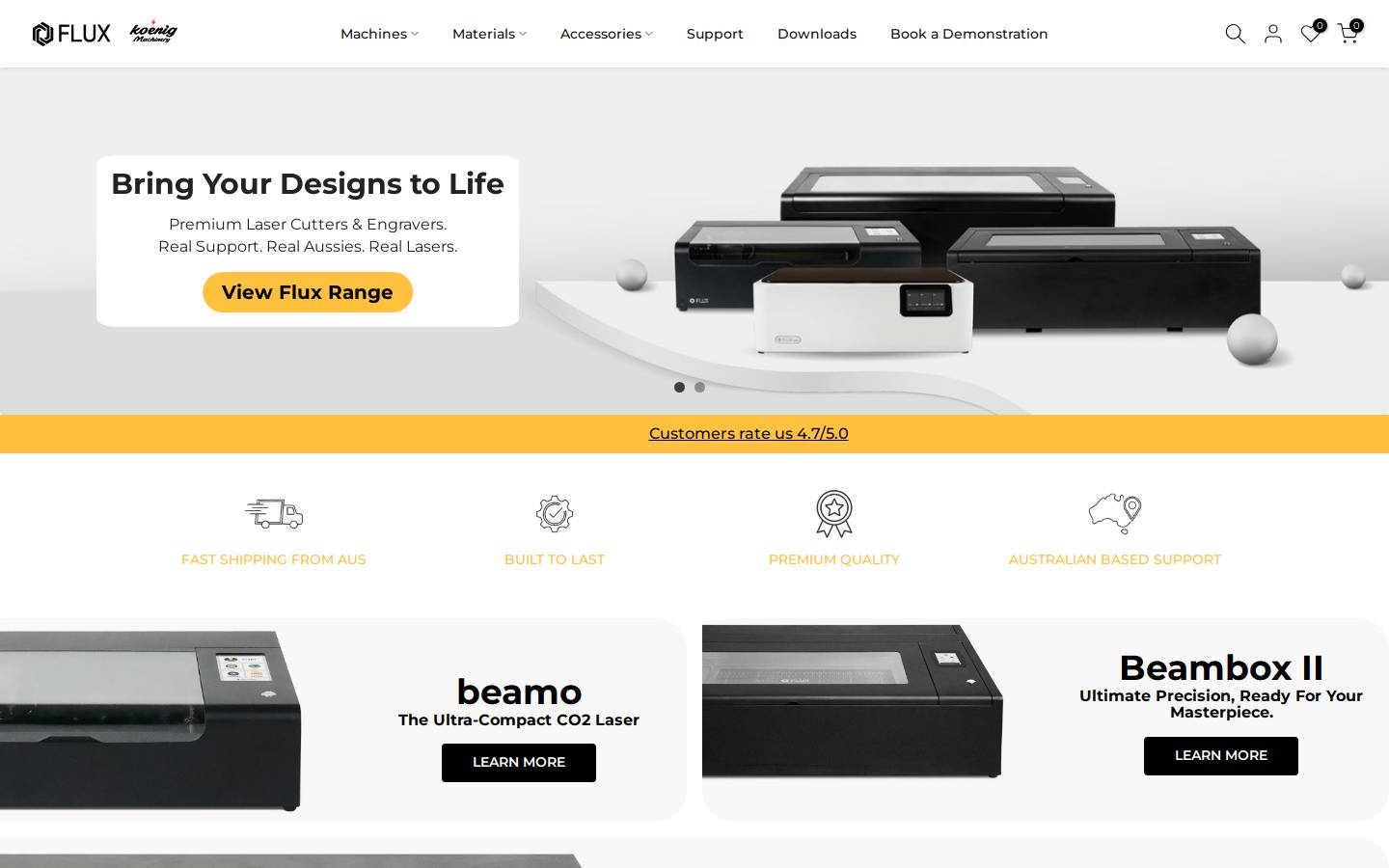 FLUX homepage screenshot