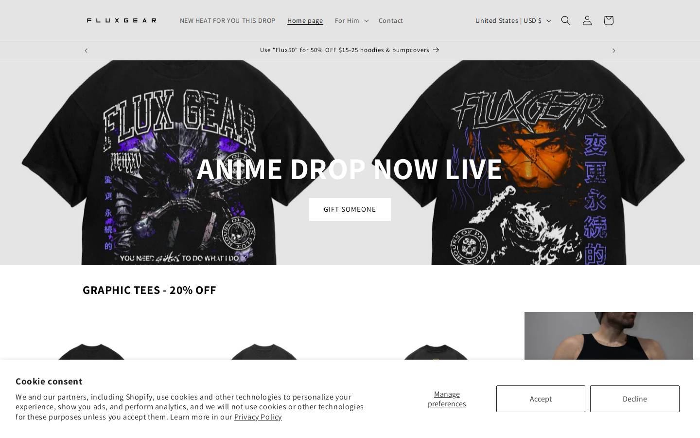 fluxgearclothing.com homepage screenshot