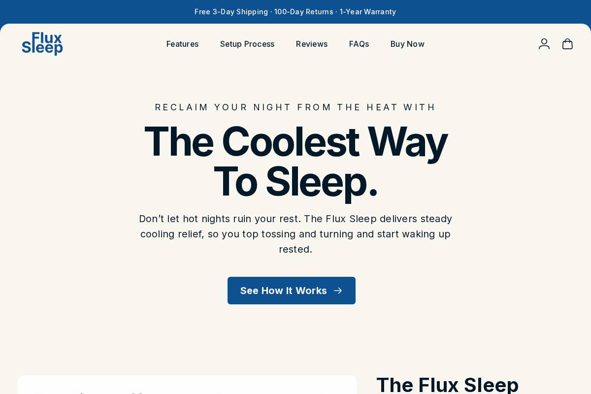 fluxsleep.com homepage screenshot