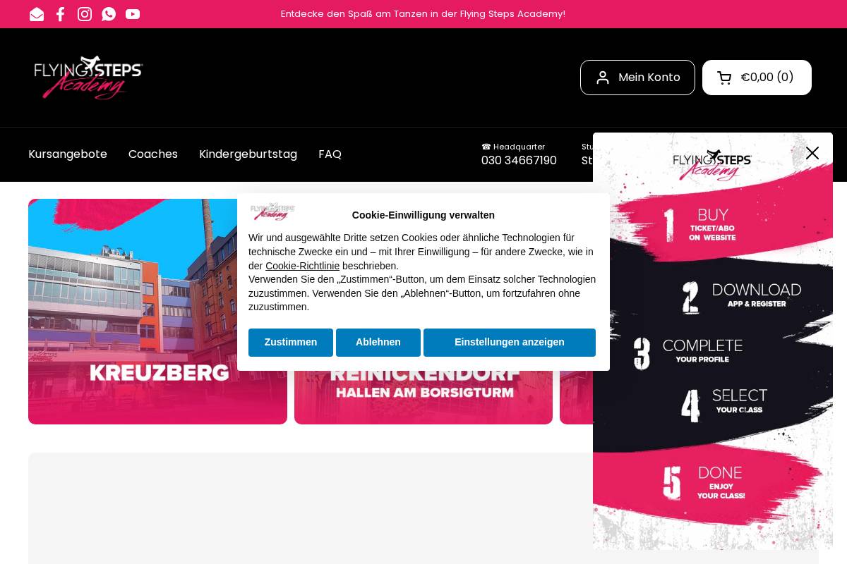 flying-steps.academy homepage screenshot