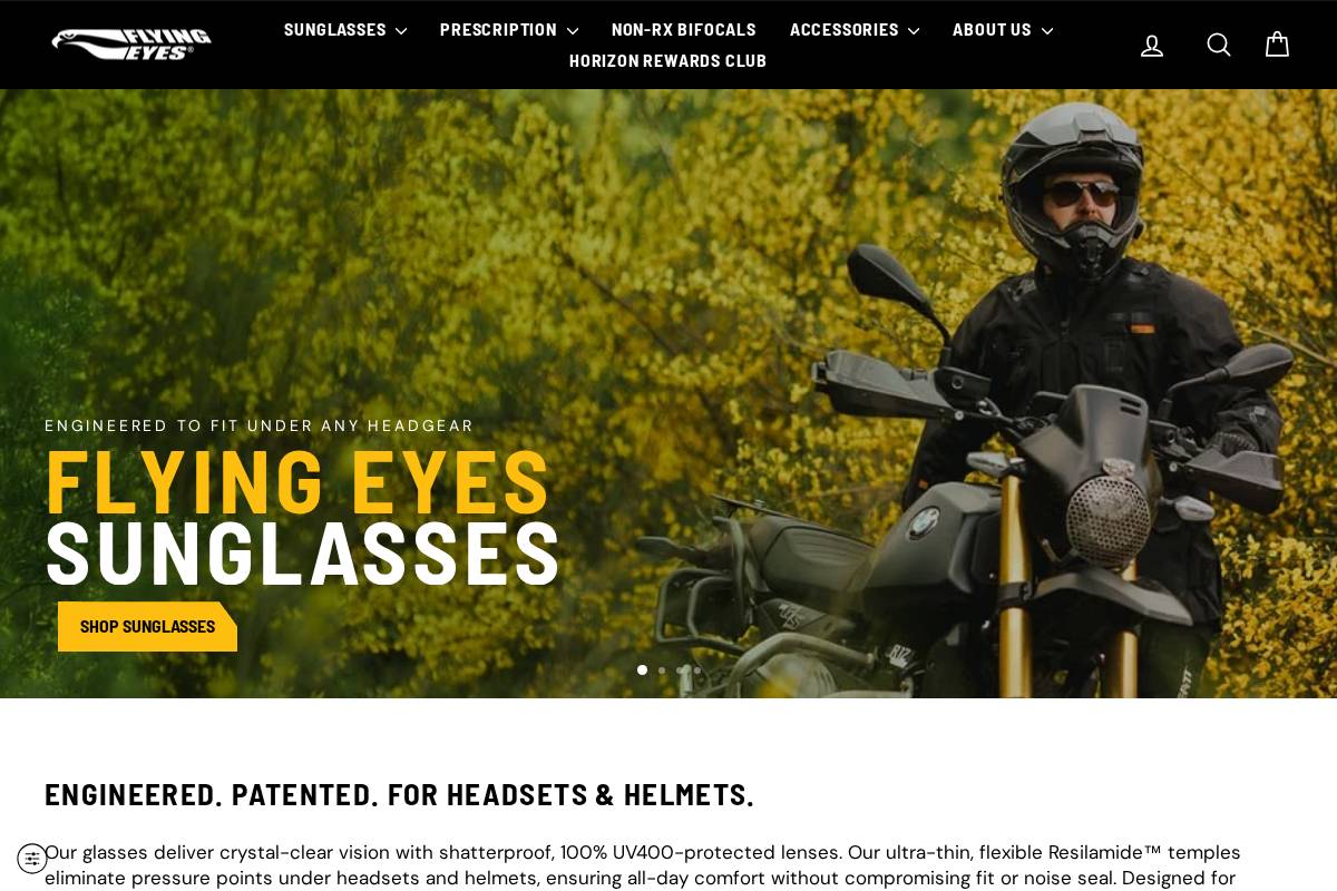 flyingeyesoptics.com homepage screenshot