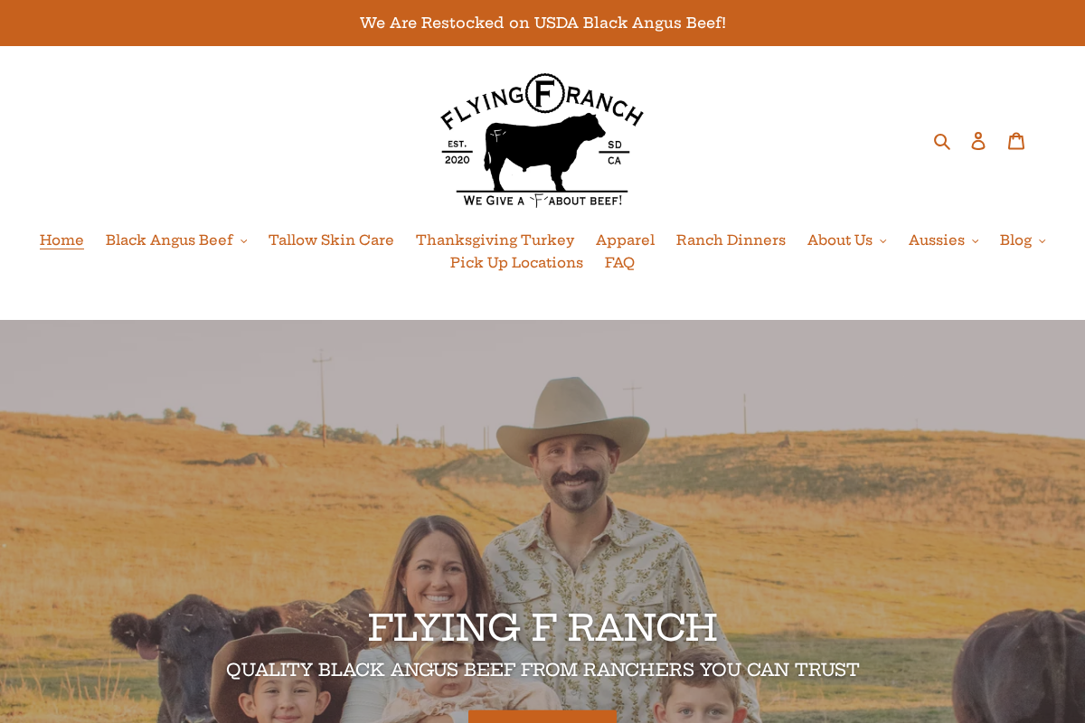 Flying F Ranch homepage screenshot