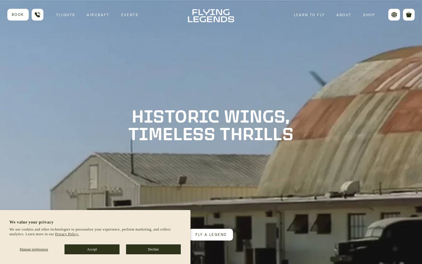 flyinglegends.eu homepage screenshot