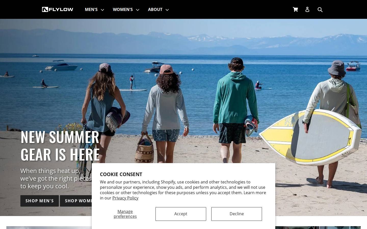 Flylow Gear homepage screenshot