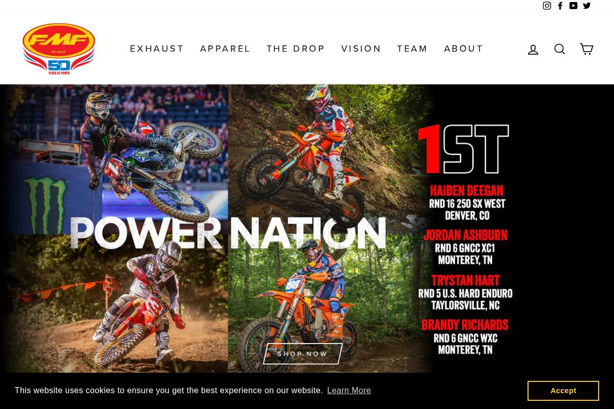 FMF Racing homepage screenshot