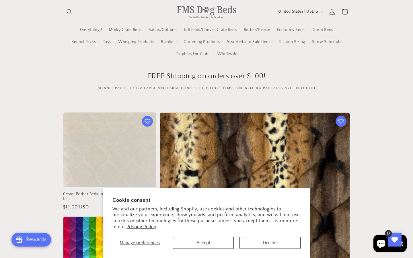 fmsdogbeds.com homepage screenshot