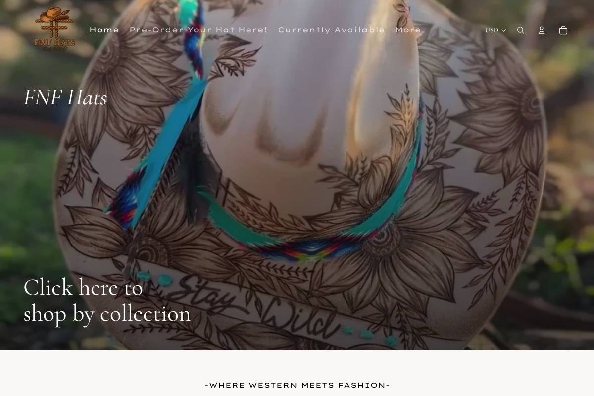 fnfhats.com homepage screenshot