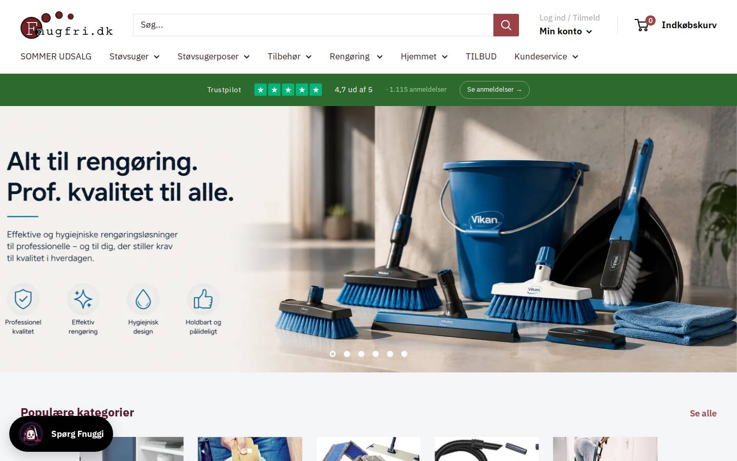 Fnugfri homepage screenshot