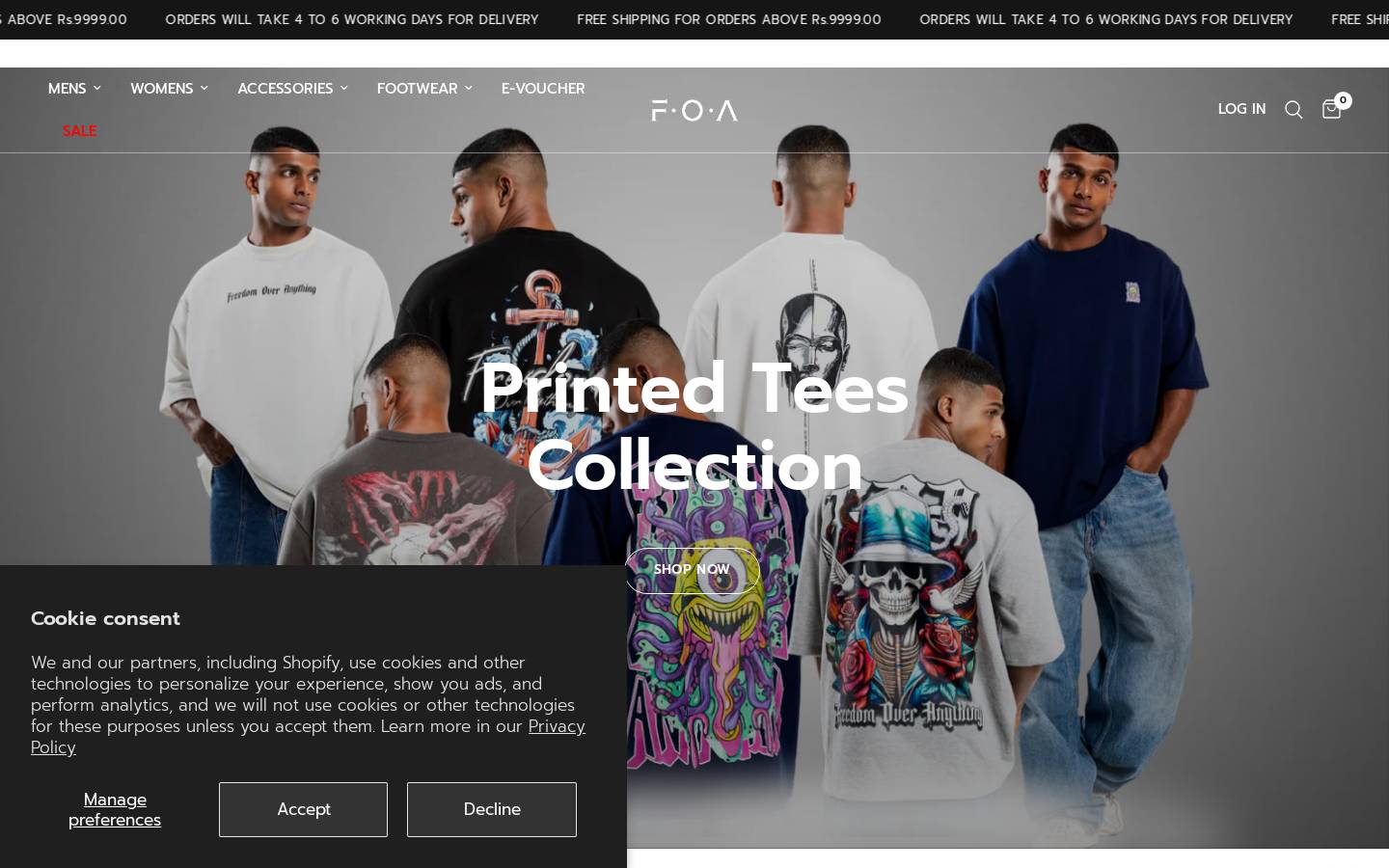 Foaclothing homepage screenshot